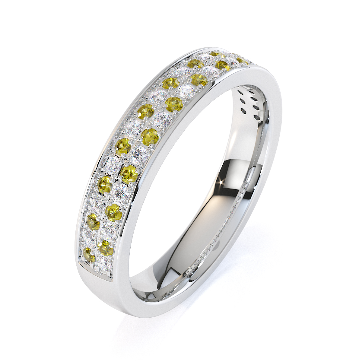 Gold / Platinum Yellow Sapphire and Diamond Half Eternity Ring RZ1507