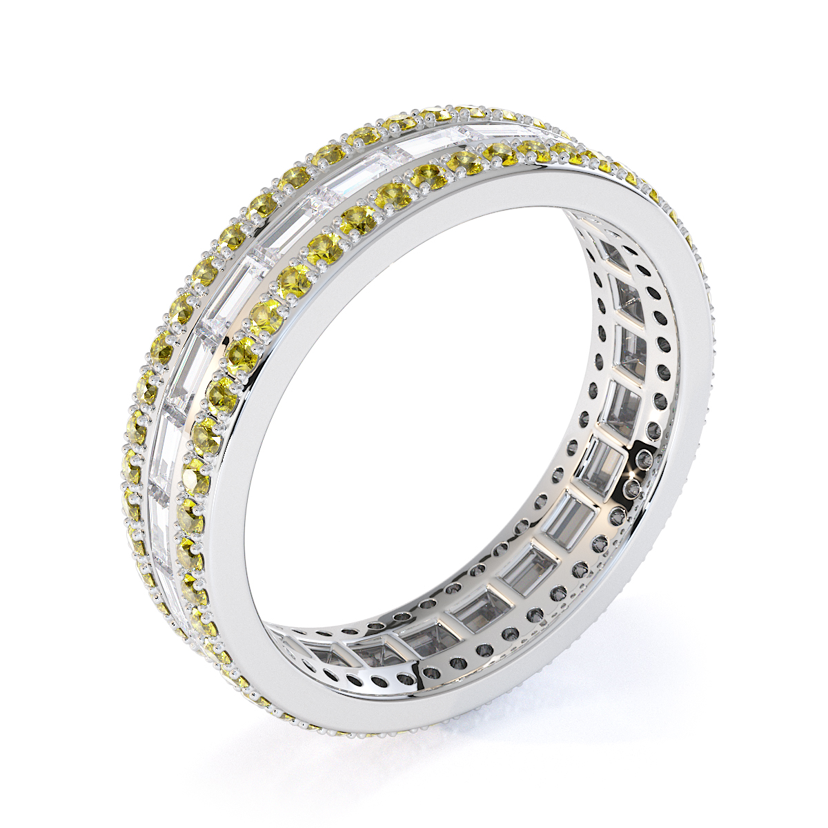 Gold / Platinum Yellow Sapphire and Diamond Full Eternity Ring RZ1508