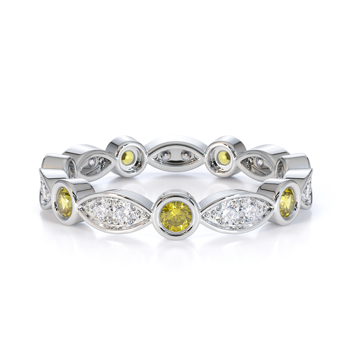 Gold / Platinum Yellow Sapphire and Diamond Full Eternity Ring RZ1510