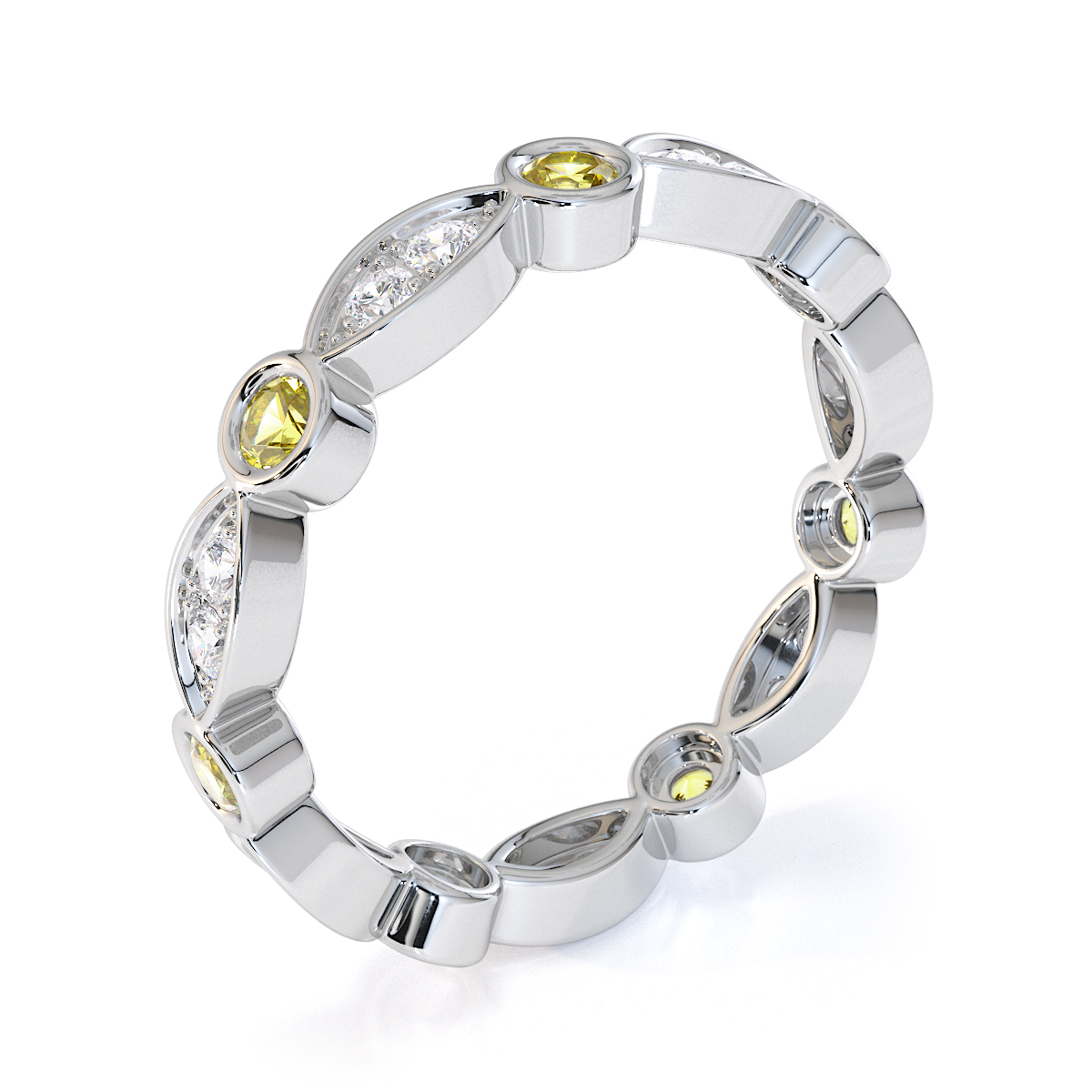 Gold / Platinum Yellow Sapphire and Diamond Full Eternity Ring RZ1510