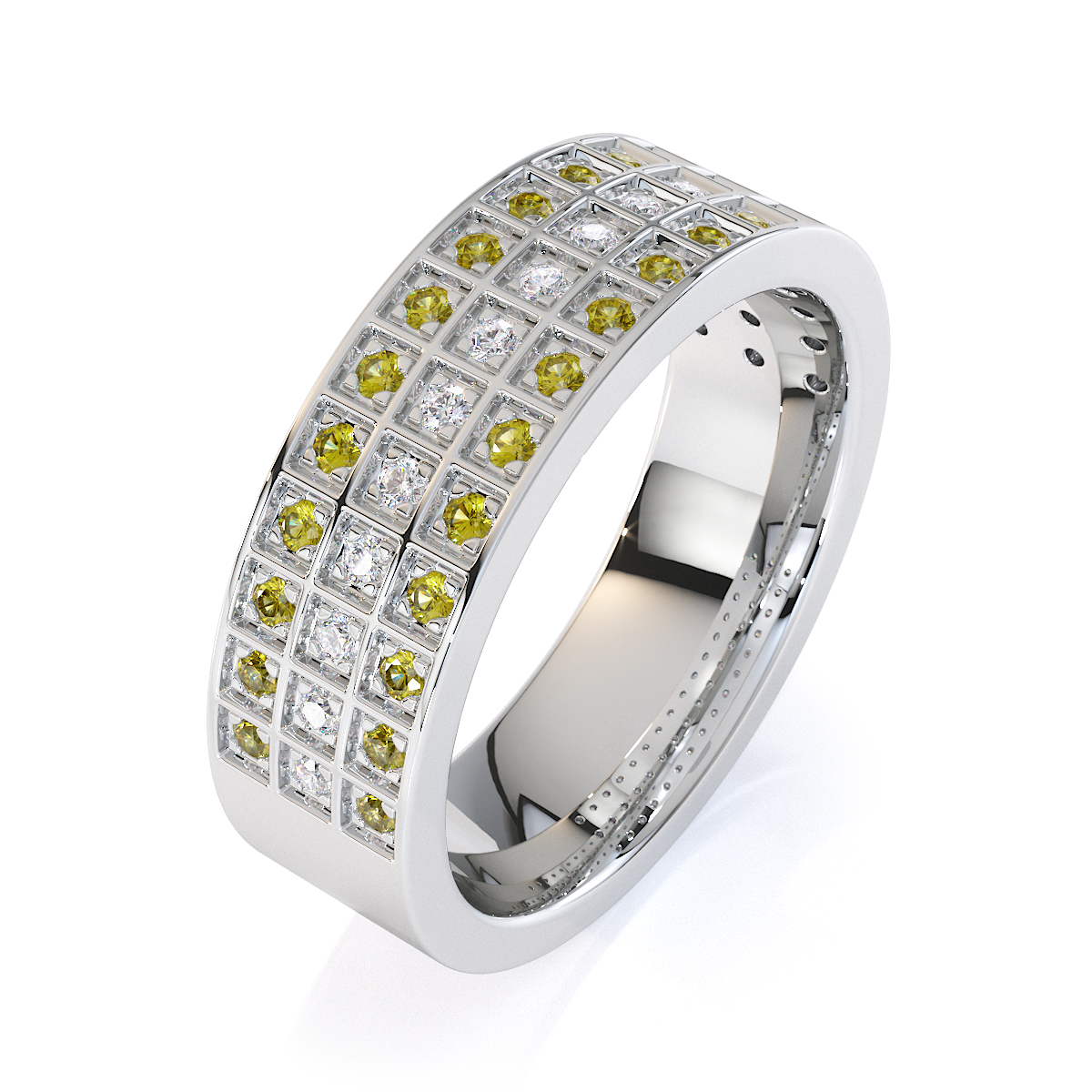 Gold / Platinum Yellow Sapphire and Diamond Half Eternity Ring RZ1513