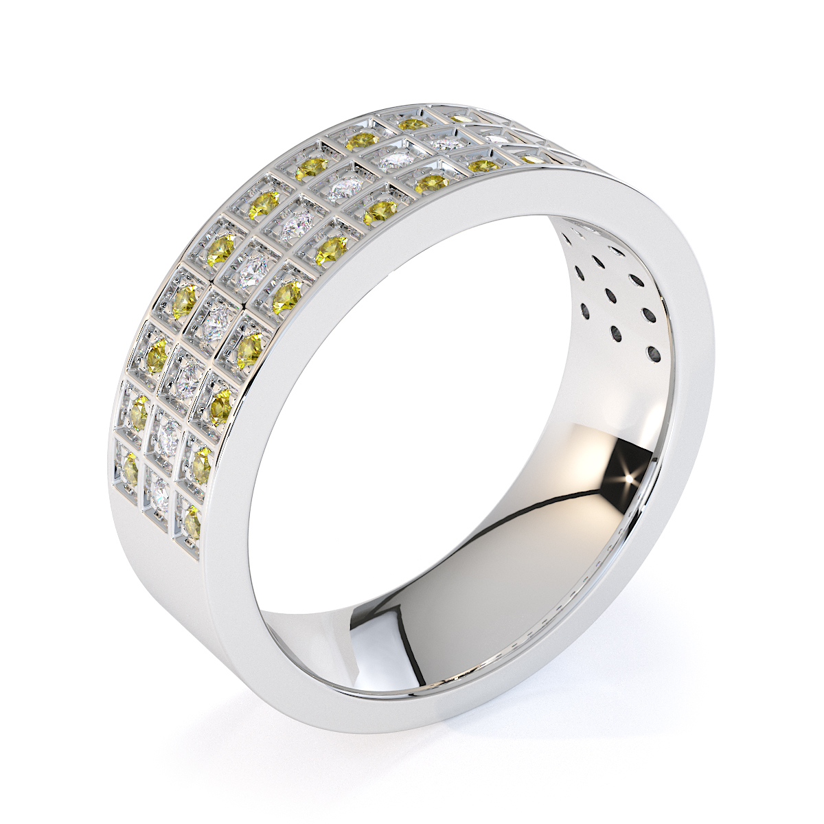 Gold / Platinum Yellow Sapphire and Diamond Half Eternity Ring RZ1513