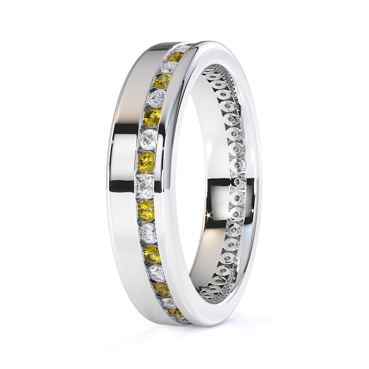 Gold / Platinum Yellow Sapphire and Diamond Full Eternity Ring RZ1514