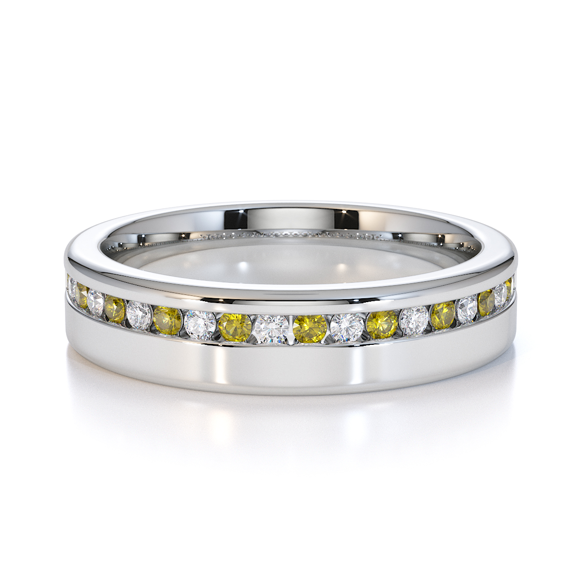 Gold / Platinum Yellow Sapphire and Diamond Half Eternity Ring RZ1515