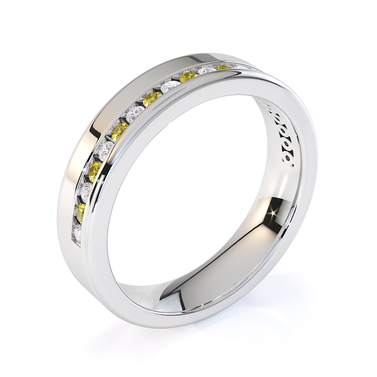 Gold / Platinum Yellow Sapphire and Diamond Half Eternity Ring RZ1515