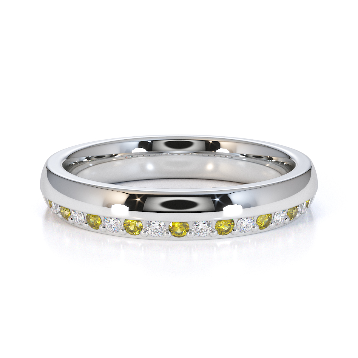 Gold / Platinum Yellow Sapphire and Diamond Half Eternity Ring RZ1517