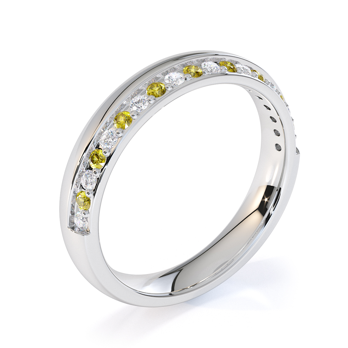Gold / Platinum Yellow Sapphire and Diamond Half Eternity Ring RZ1517