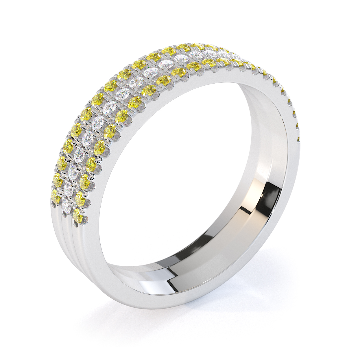Gold / Platinum Yellow Sapphire and Diamond Half Eternity Ring RZ1519