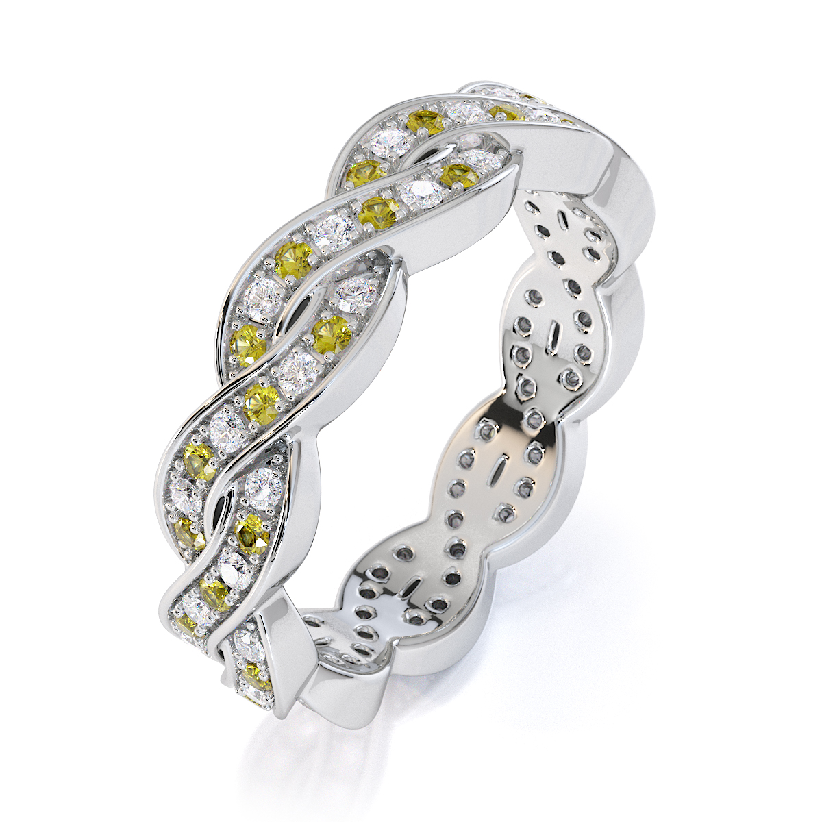 Gold / Platinum Yellow Sapphire and Diamond Full Eternity Ring RZ1520