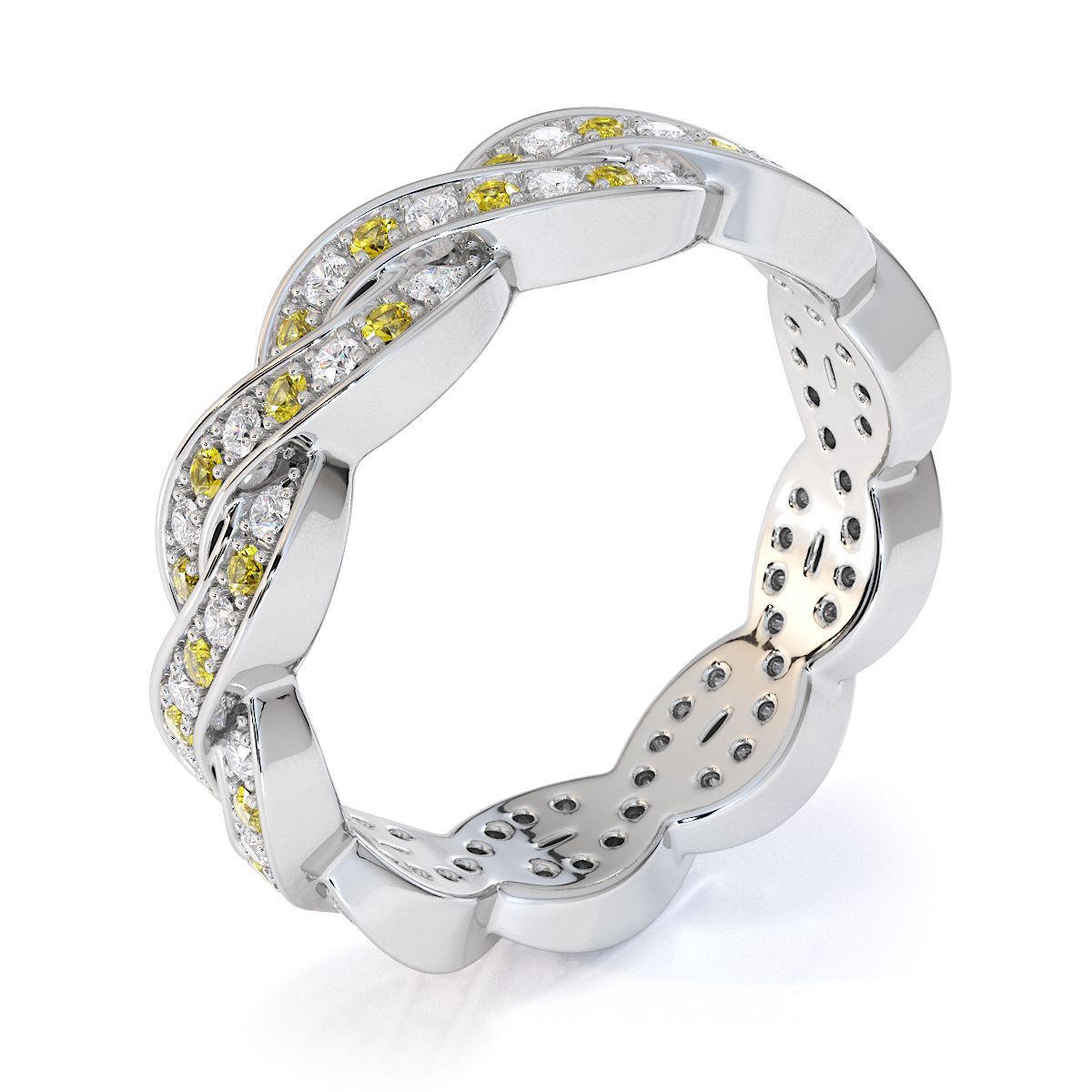 Gold / Platinum Yellow Sapphire and Diamond Full Eternity Ring RZ1520