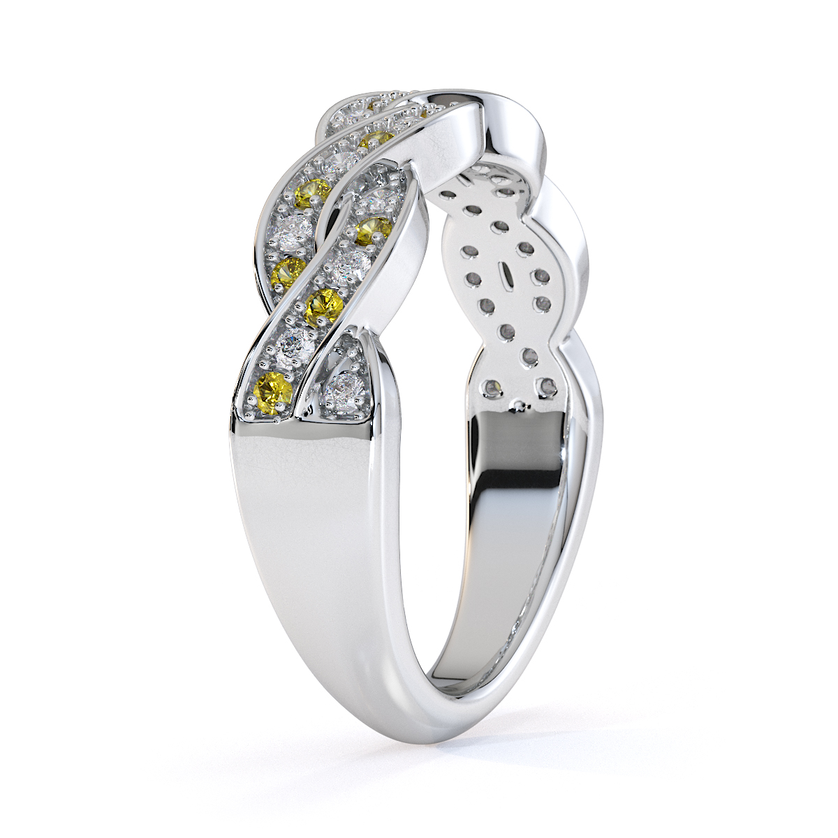 Gold / Platinum Yellow Sapphire and Diamond Half Eternity Ring RZ1521