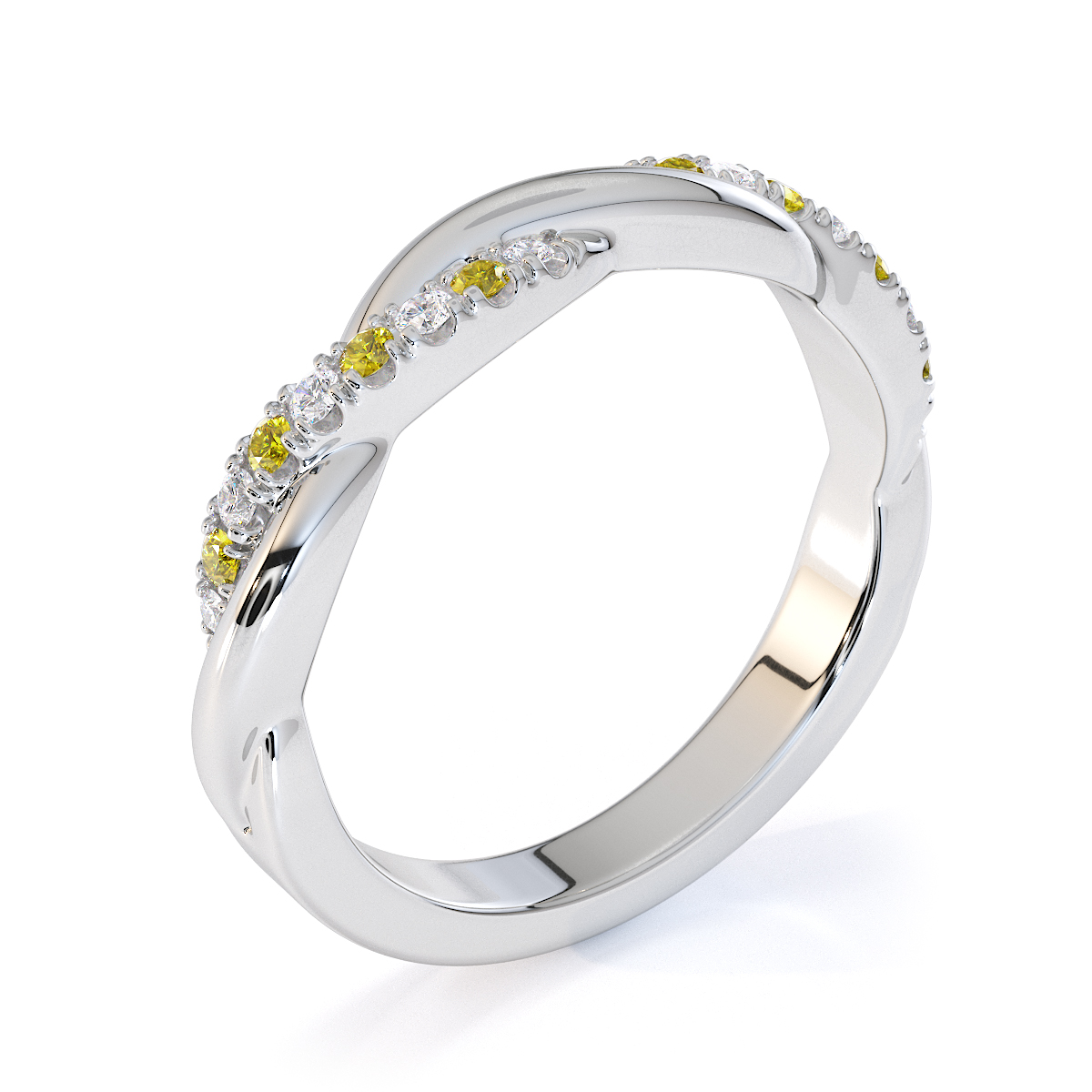 Gold / Platinum Yellow Sapphire and Diamond Half Eternity Ring RZ1523