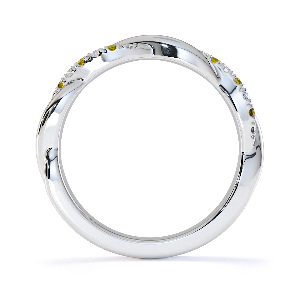 Gold / Platinum Yellow Sapphire and Diamond Half Eternity Ring RZ1523