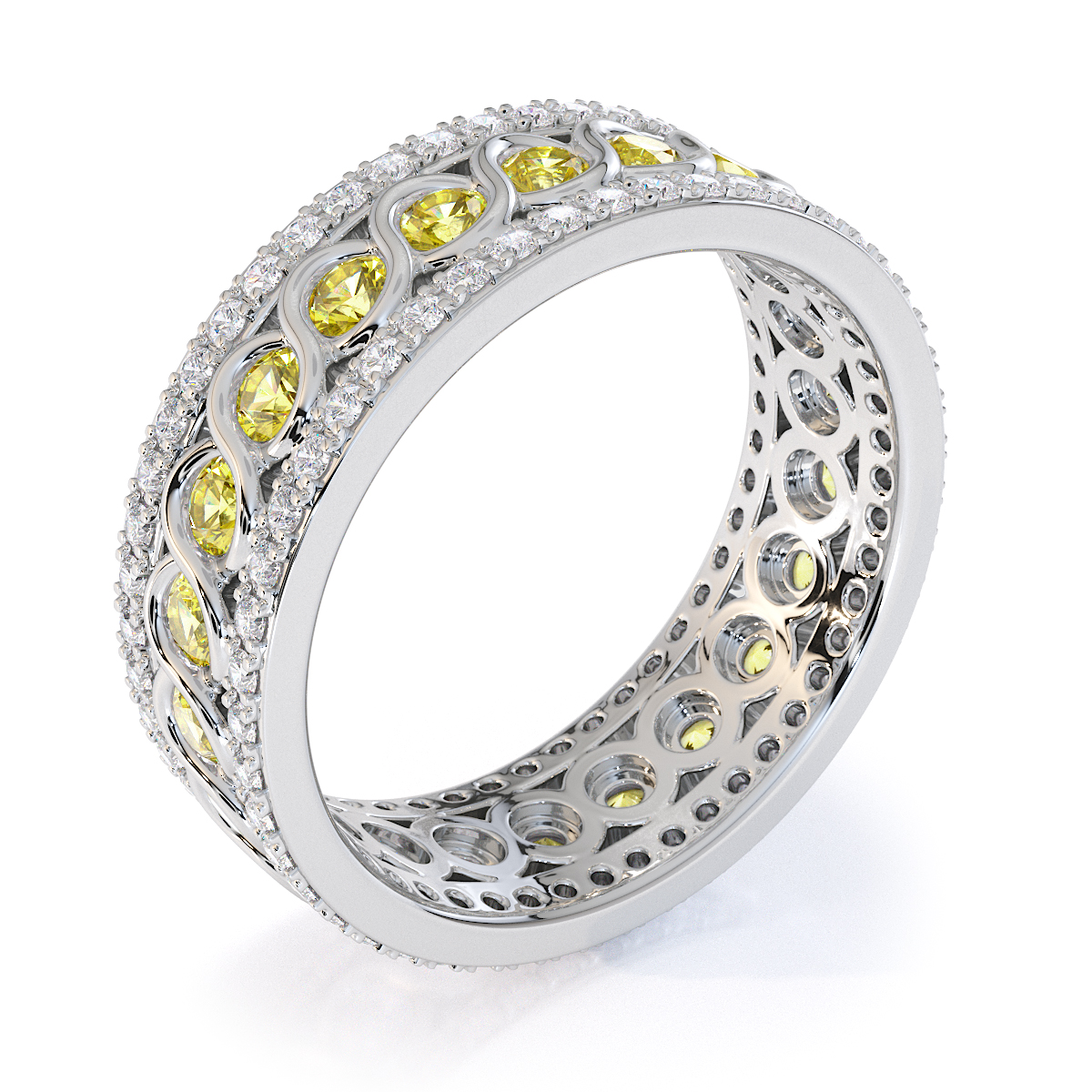 Gold / Platinum Yellow Sapphire and Diamond Full Eternity Ring RZ1524