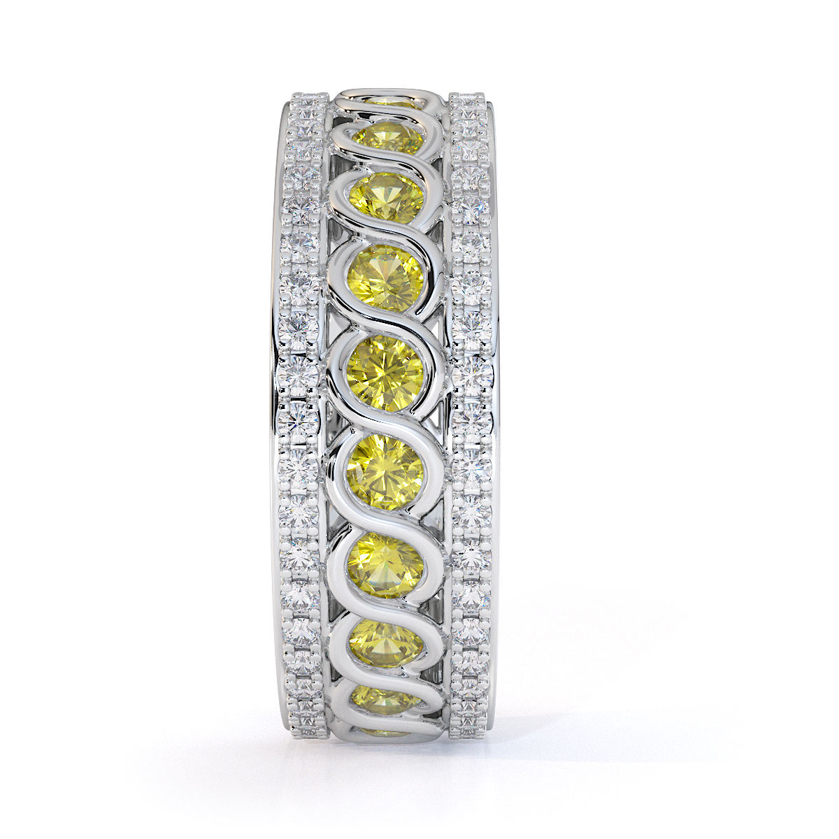 Gold / Platinum Yellow Sapphire and Diamond Full Eternity Ring RZ1524