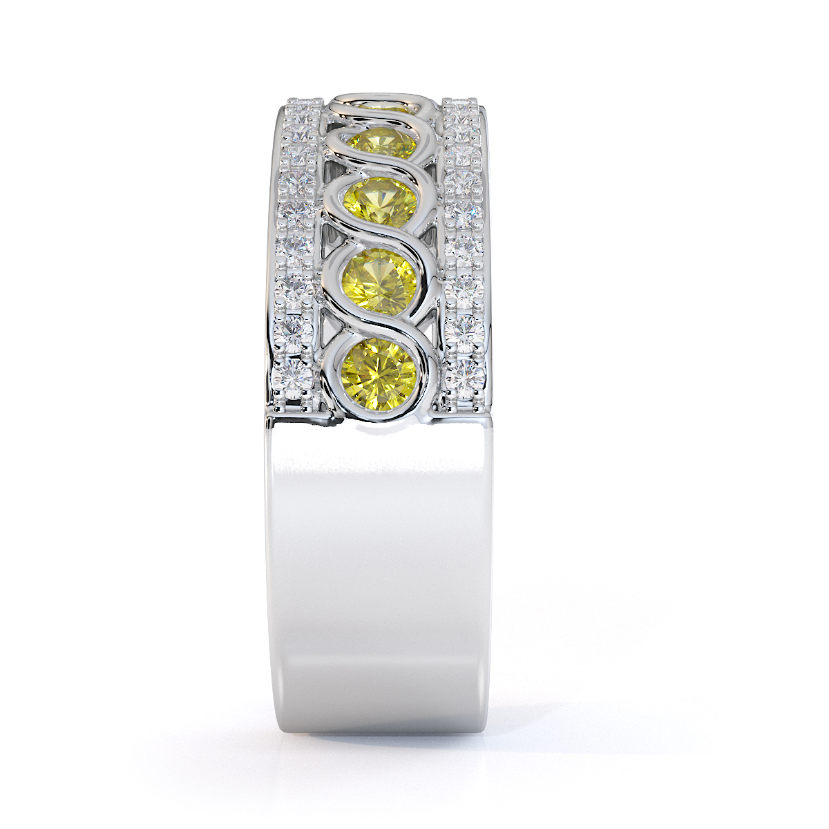 Gold / Platinum Yellow Sapphire and Diamond Half Eternity Ring RZ1525