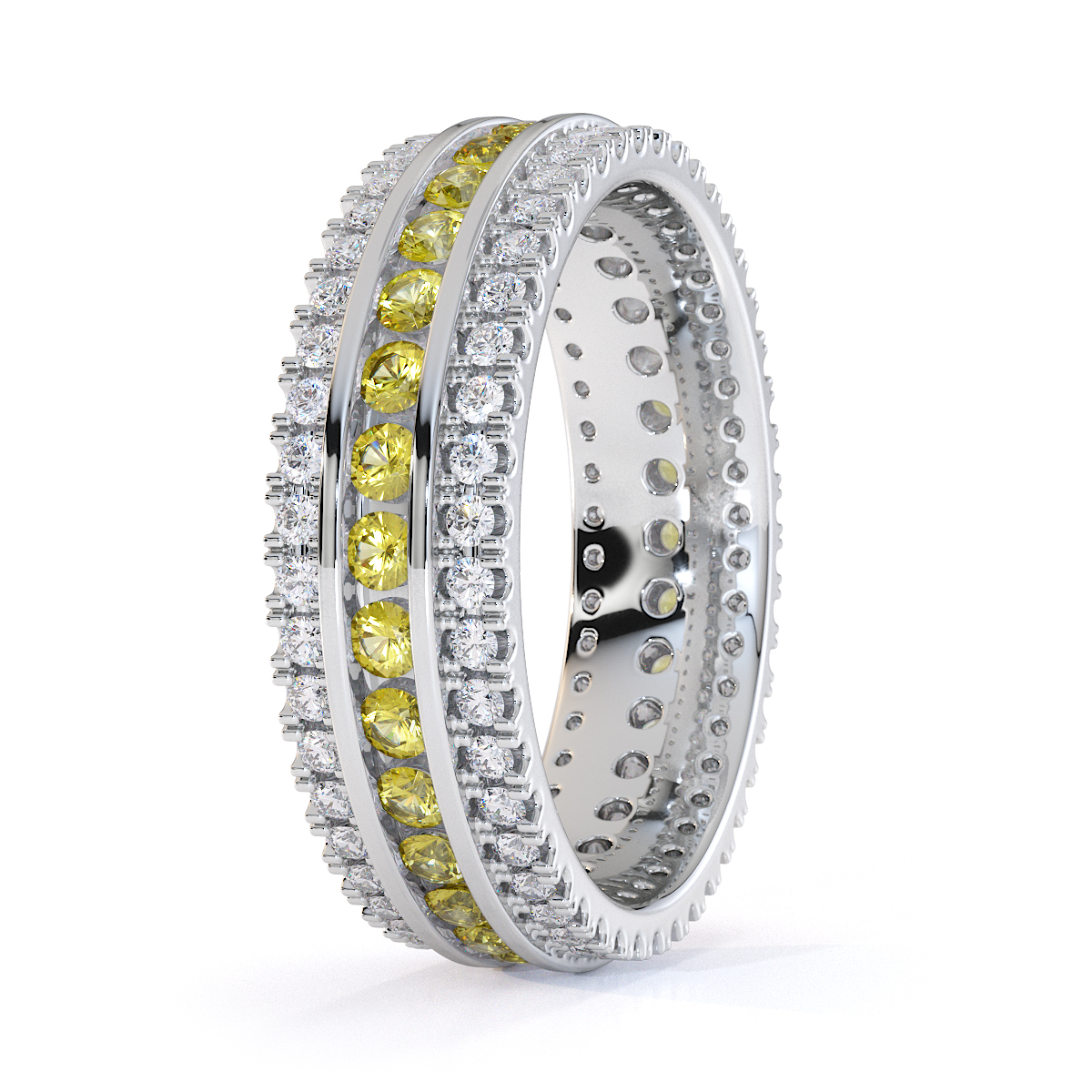 Gold / Platinum Yellow Sapphire and Diamond Full Eternity Ring RZ1526