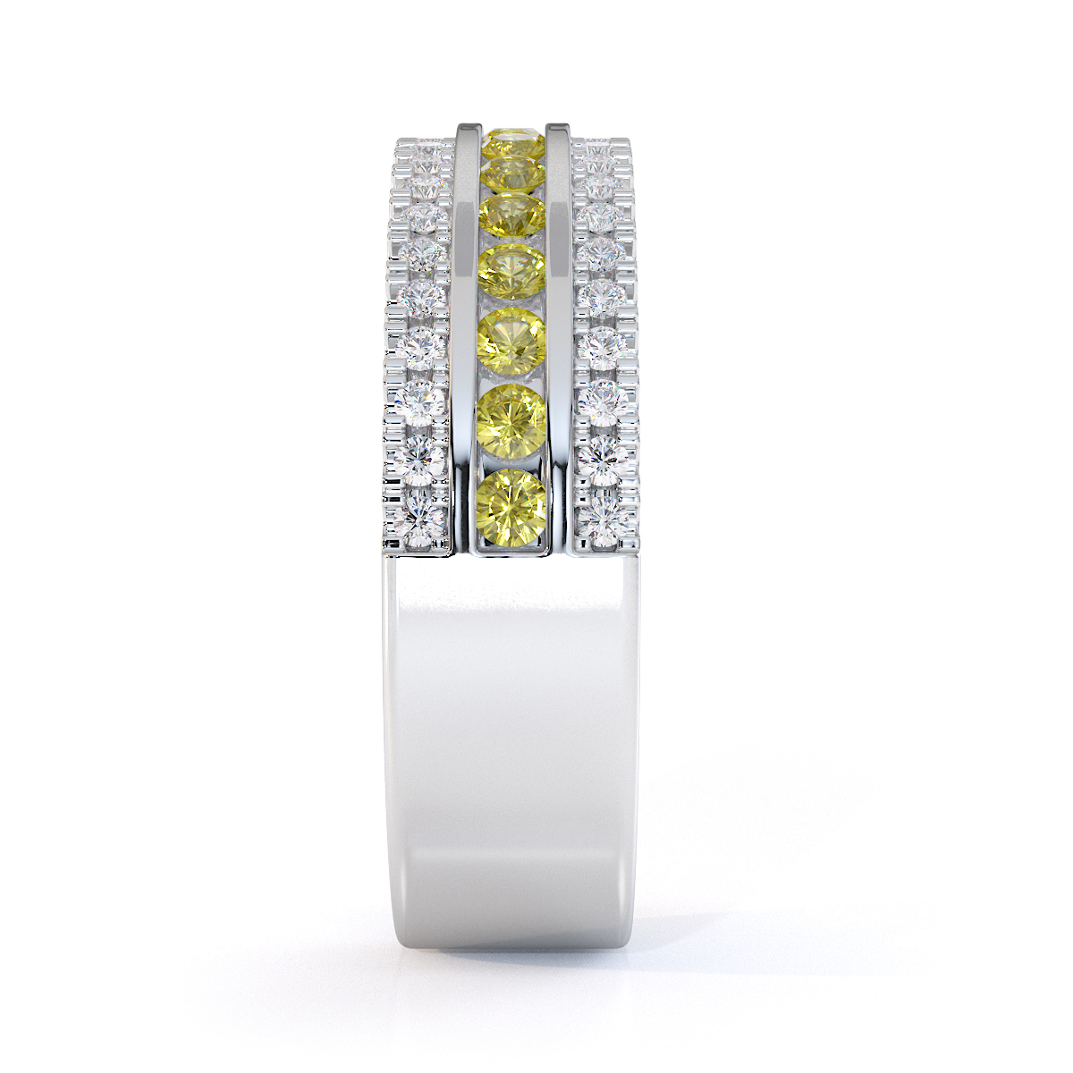 Gold / Platinum Yellow Sapphire and Diamond Half Eternity Ring RZ1527