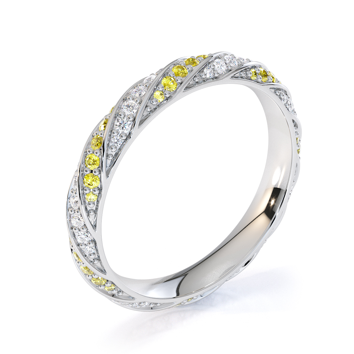 Gold / Platinum Yellow Sapphire and Diamond Full Eternity Ring RZ1528