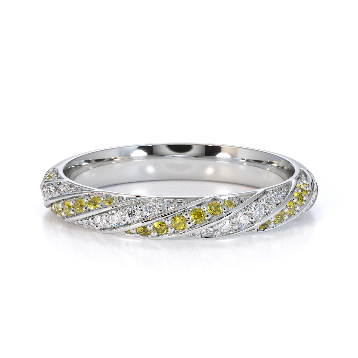 Gold / Platinum Yellow Sapphire and Diamond Half Eternity Ring RZ1529