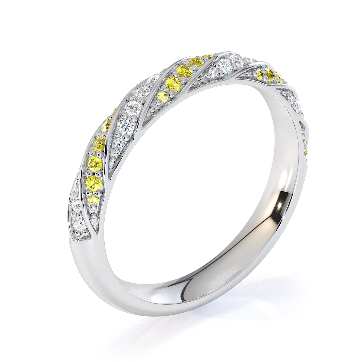 Gold / Platinum Yellow Sapphire and Diamond Half Eternity Ring RZ1529