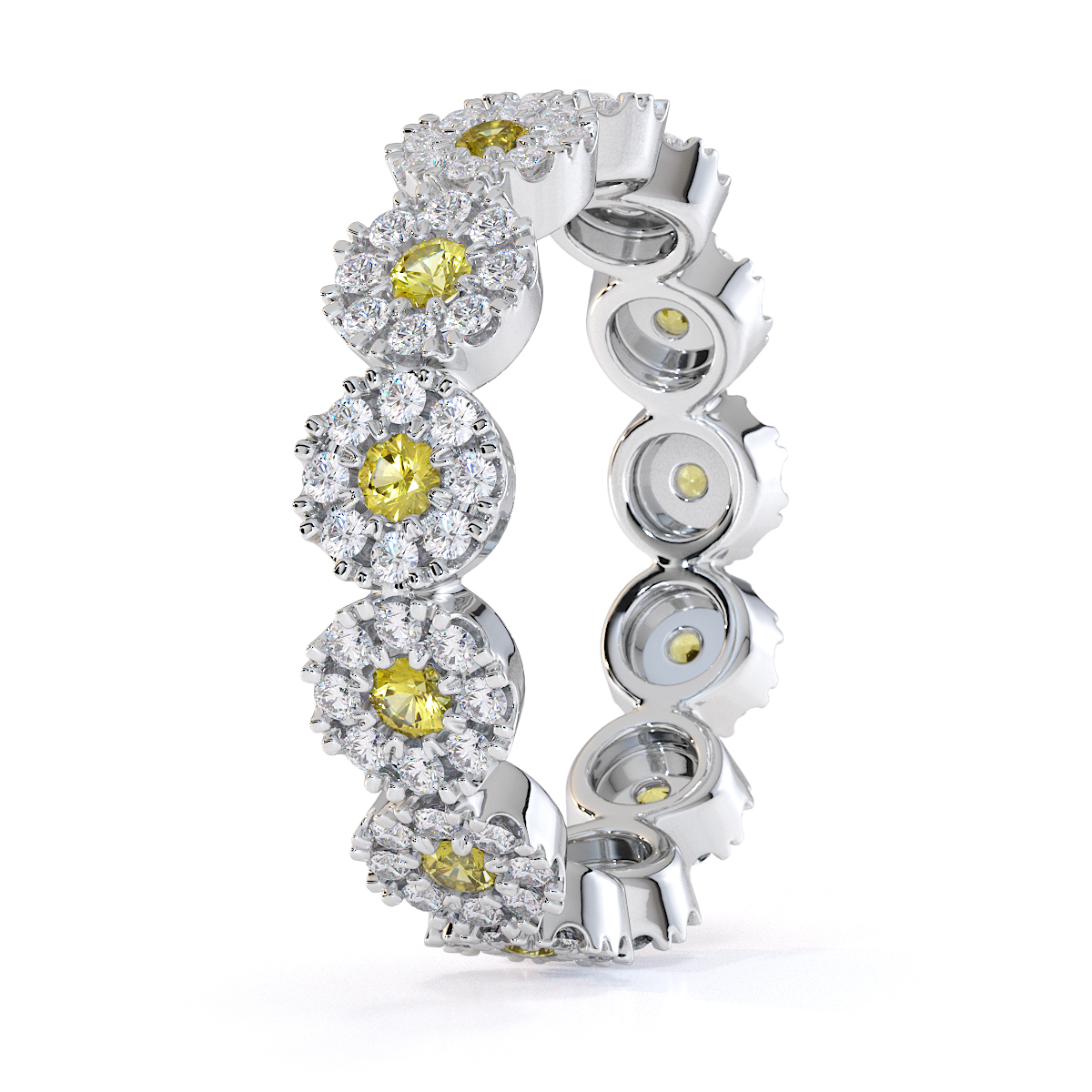 Gold / Platinum Yellow Sapphire and Diamond Full Eternity Ring RZ1530