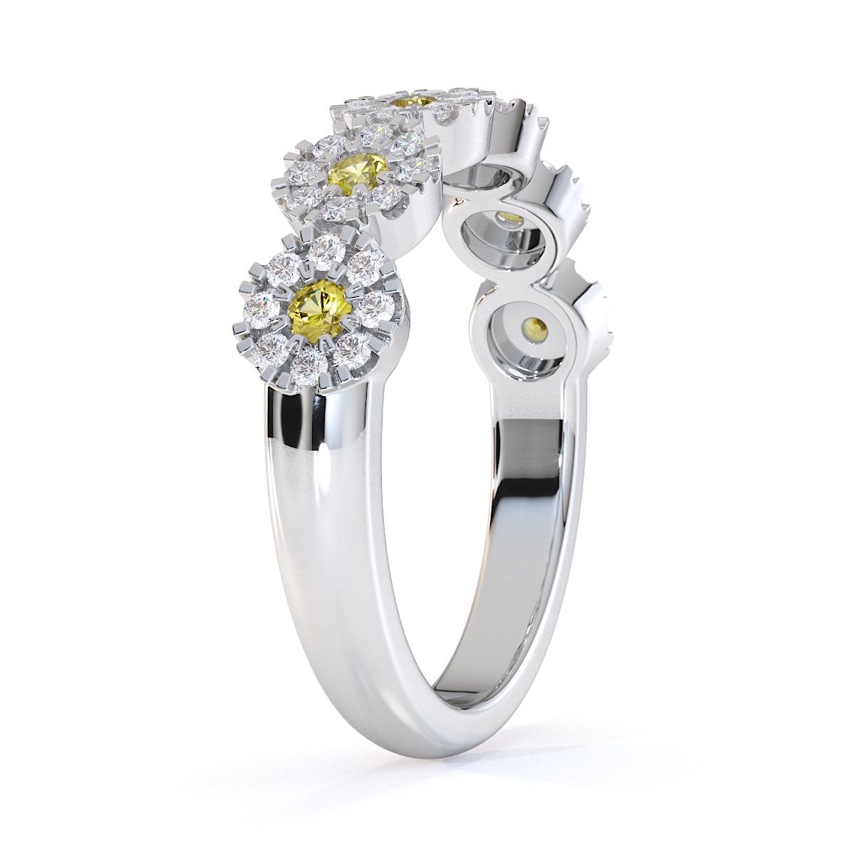 Gold / Platinum Yellow Sapphire and Diamond Half Eternity Ring RZ1531