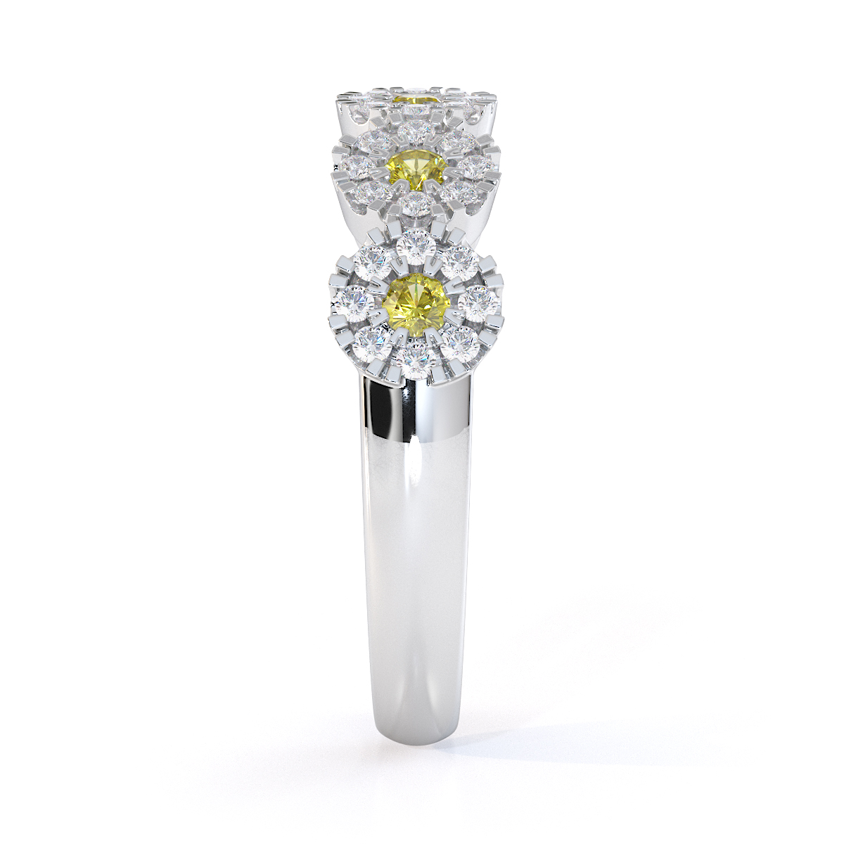 Gold / Platinum Yellow Sapphire and Diamond Half Eternity Ring RZ1531