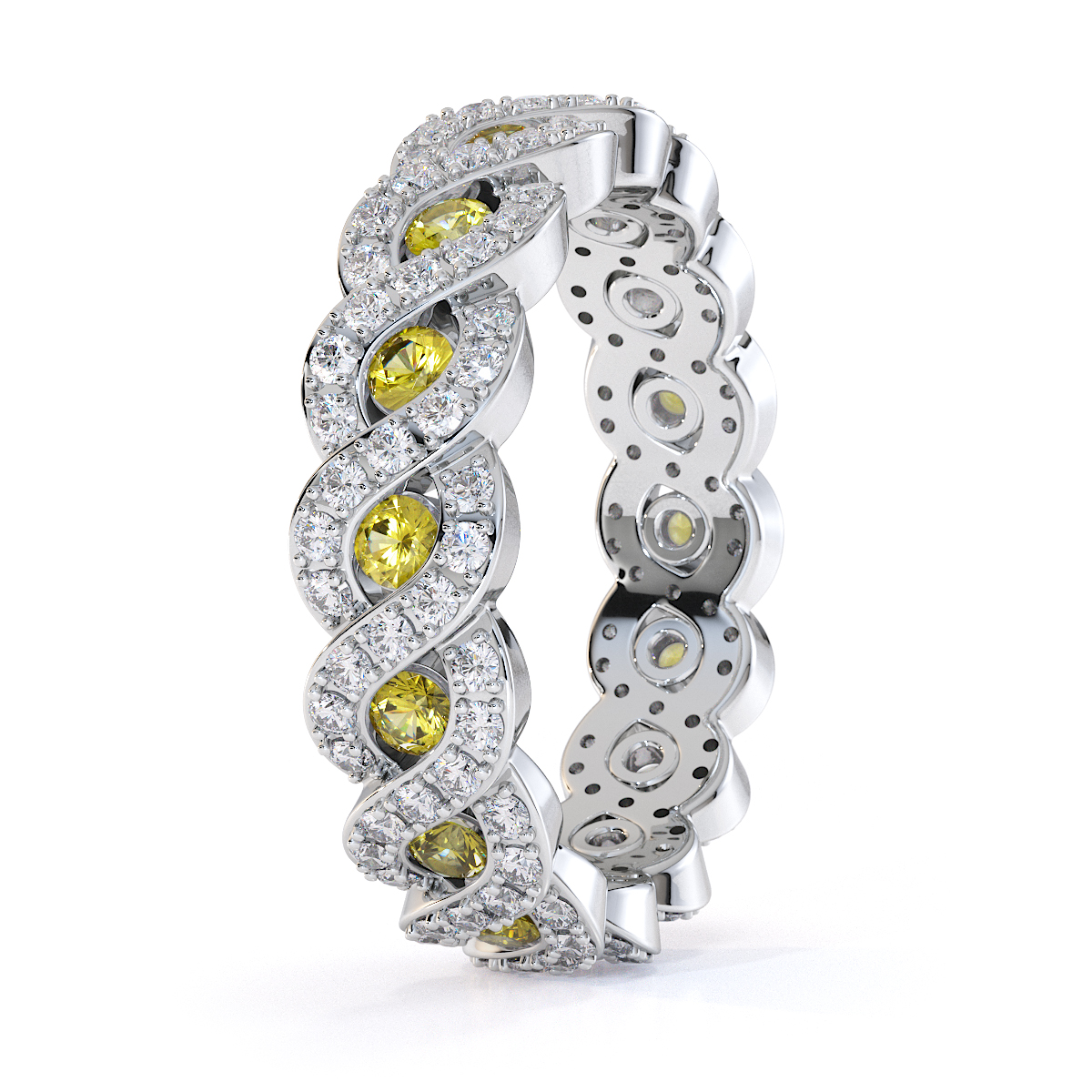 Gold / Platinum Yellow Sapphire and Diamond Full Eternity Ring RZ1532