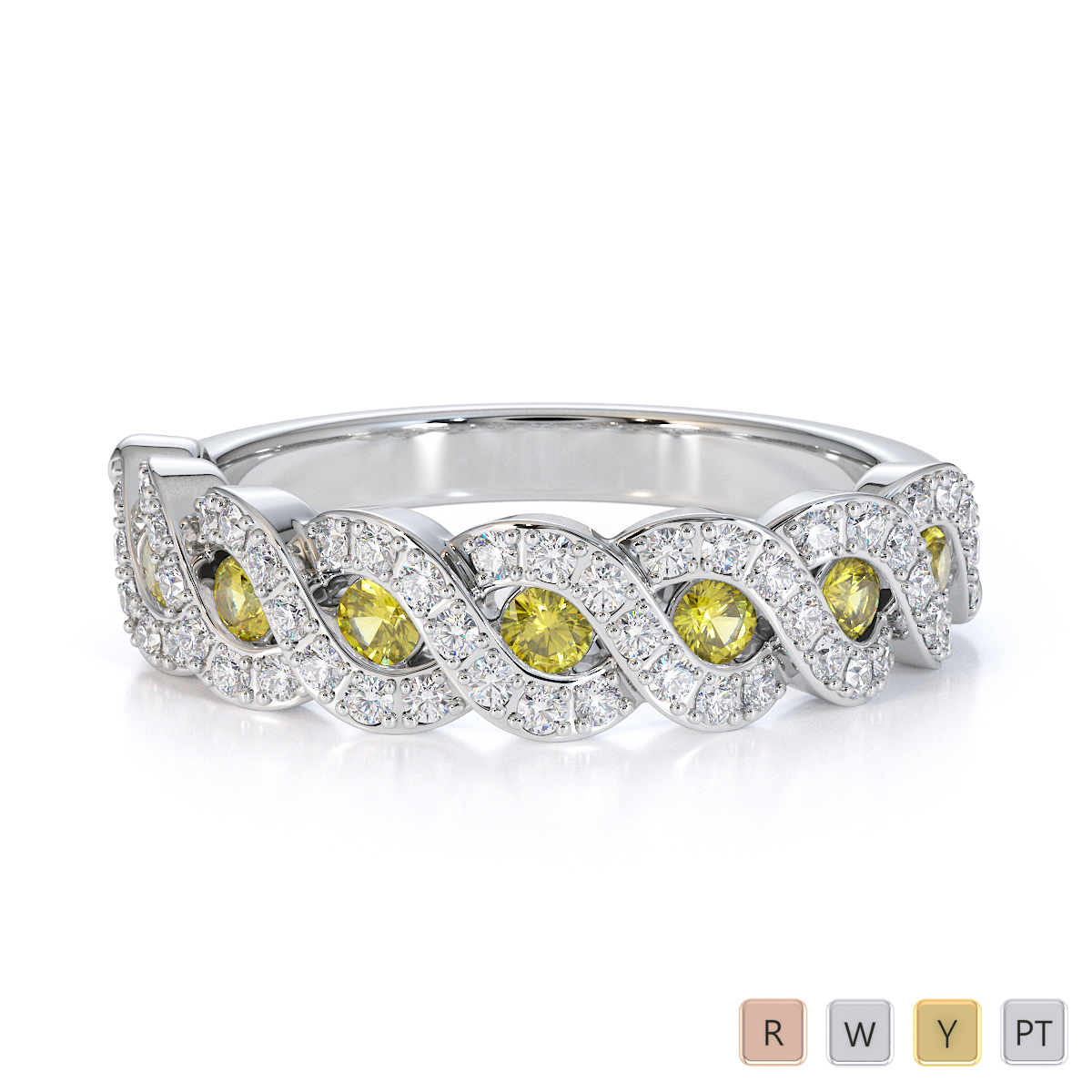 Gold / Platinum Yellow Sapphire and Diamond Half Eternity Ring RZ1533
