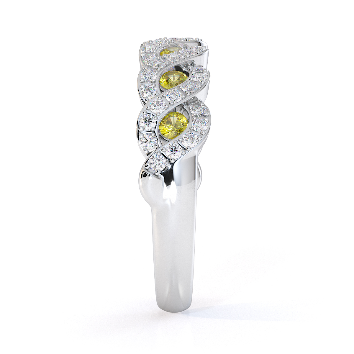 Gold / Platinum Yellow Sapphire and Diamond Half Eternity Ring RZ1533