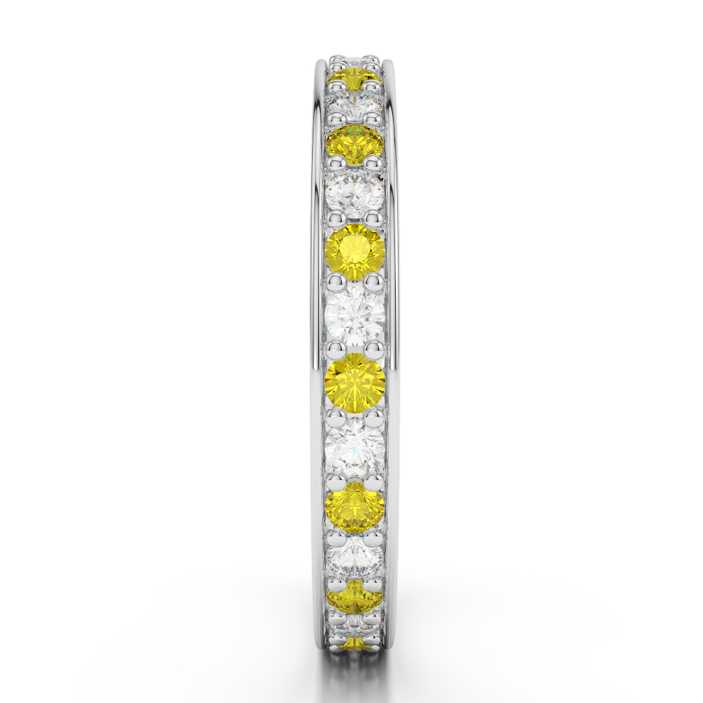 2.5 MM Gold / Platinum Round Cut Yellow Sapphire and Diamond Full Eternity Ring AGDR-1079