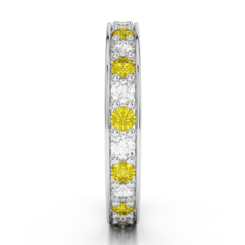 3 MM Gold / Platinum Round Cut Yellow Sapphire and Diamond Full Eternity Ring AGDR-1080
