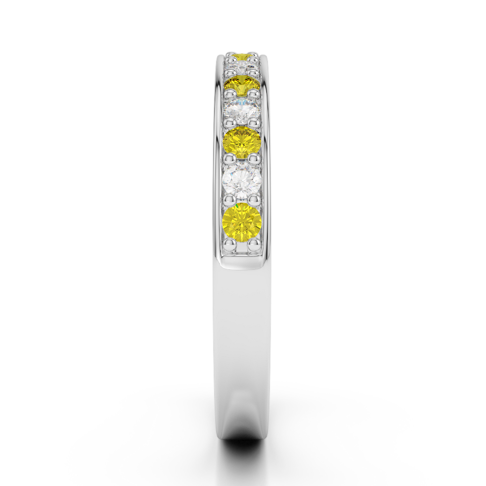 2.5 MM Gold / Platinum Round Cut Yellow Sapphire and Diamond Half Eternity Ring AGDR-1083