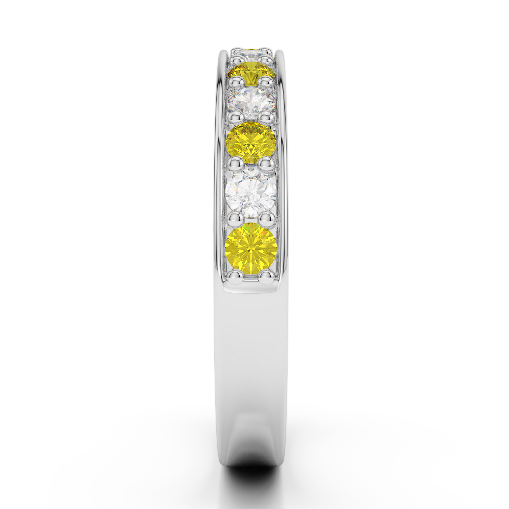 3 MM Gold / Platinum Round Cut Yellow Sapphire and Diamond Half Eternity Ring AGDR-1084