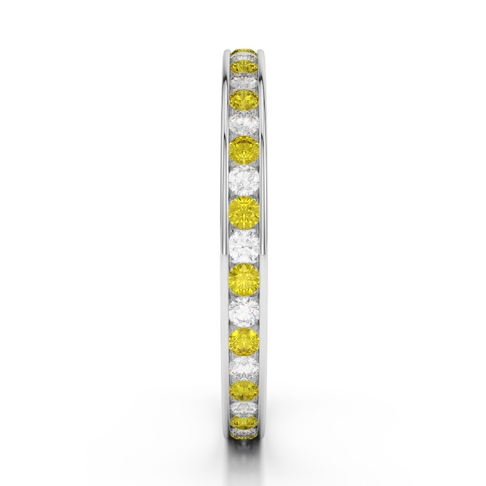 2.5 MM Gold / Platinum Round Cut Yellow Sapphire and Diamond Full Eternity Ring AGDR-1086