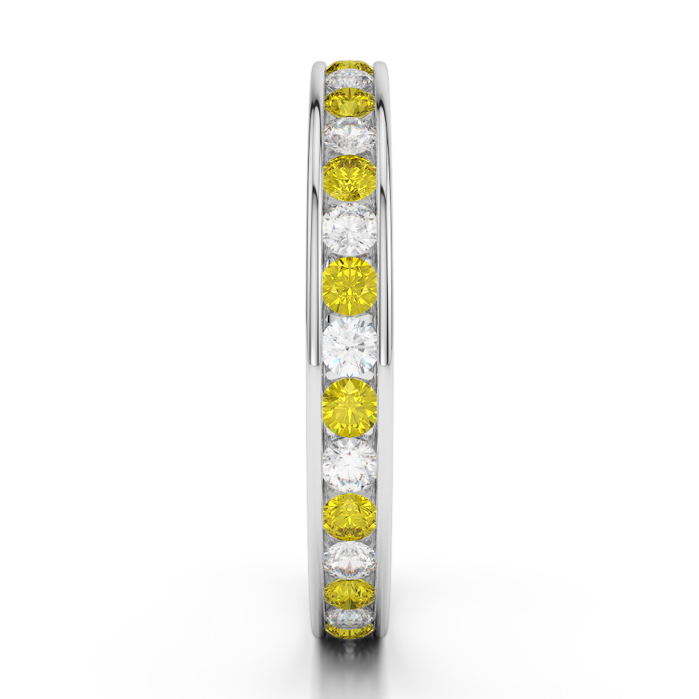 3 MM Gold / Platinum Round Cut Yellow Sapphire and Diamond Full Eternity Ring AGDR-1087
