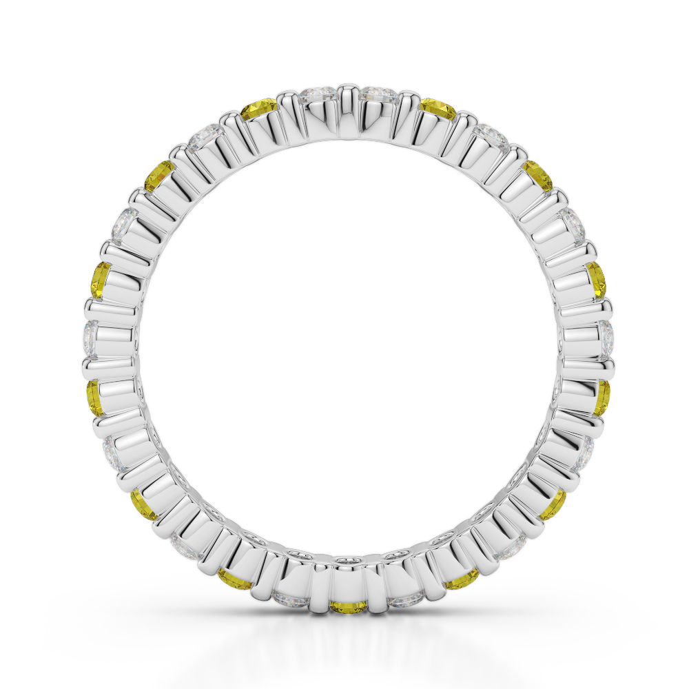 2 MM Gold / Platinum Round Cut Yellow Sapphire and Diamond Full Eternity Ring AGDR-1092