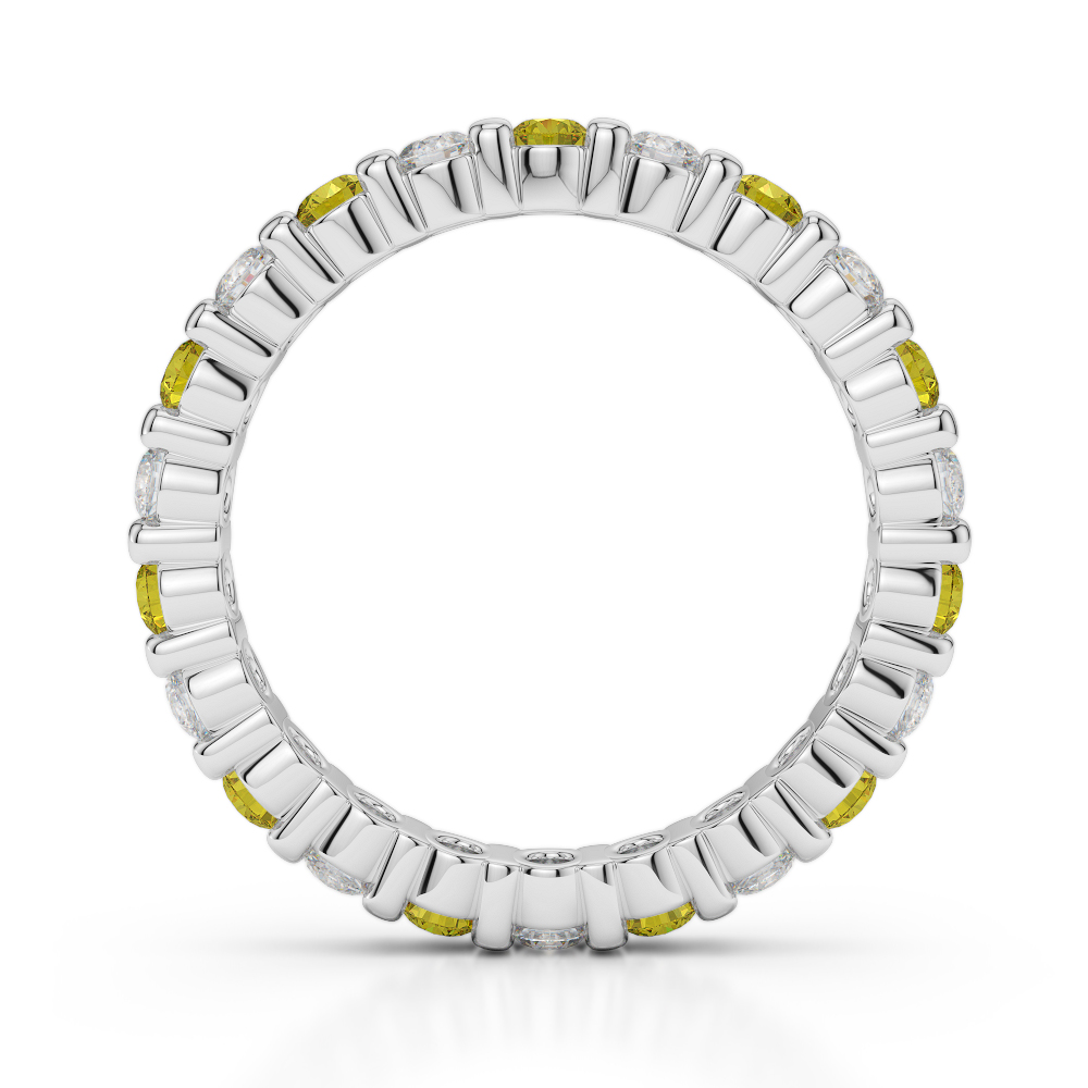 2.5 MM Gold / Platinum Round Cut Yellow Sapphire and Diamond Full Eternity Ring AGDR-1093