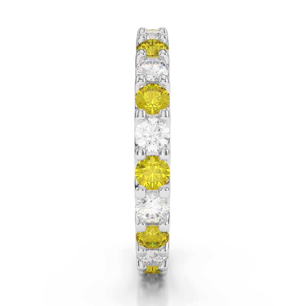 2.5 MM Gold / Platinum Round Cut Yellow Sapphire and Diamond Full Eternity Ring AGDR-1105