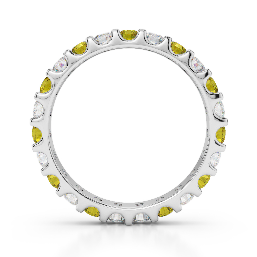 2.5 MM Gold / Platinum Round Cut Yellow Sapphire and Diamond Full Eternity Ring AGDR-1105