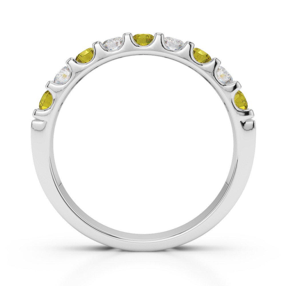 2.5 MM Gold / Platinum Round Cut Yellow Sapphire and Diamond Half Eternity Ring AGDR-1108