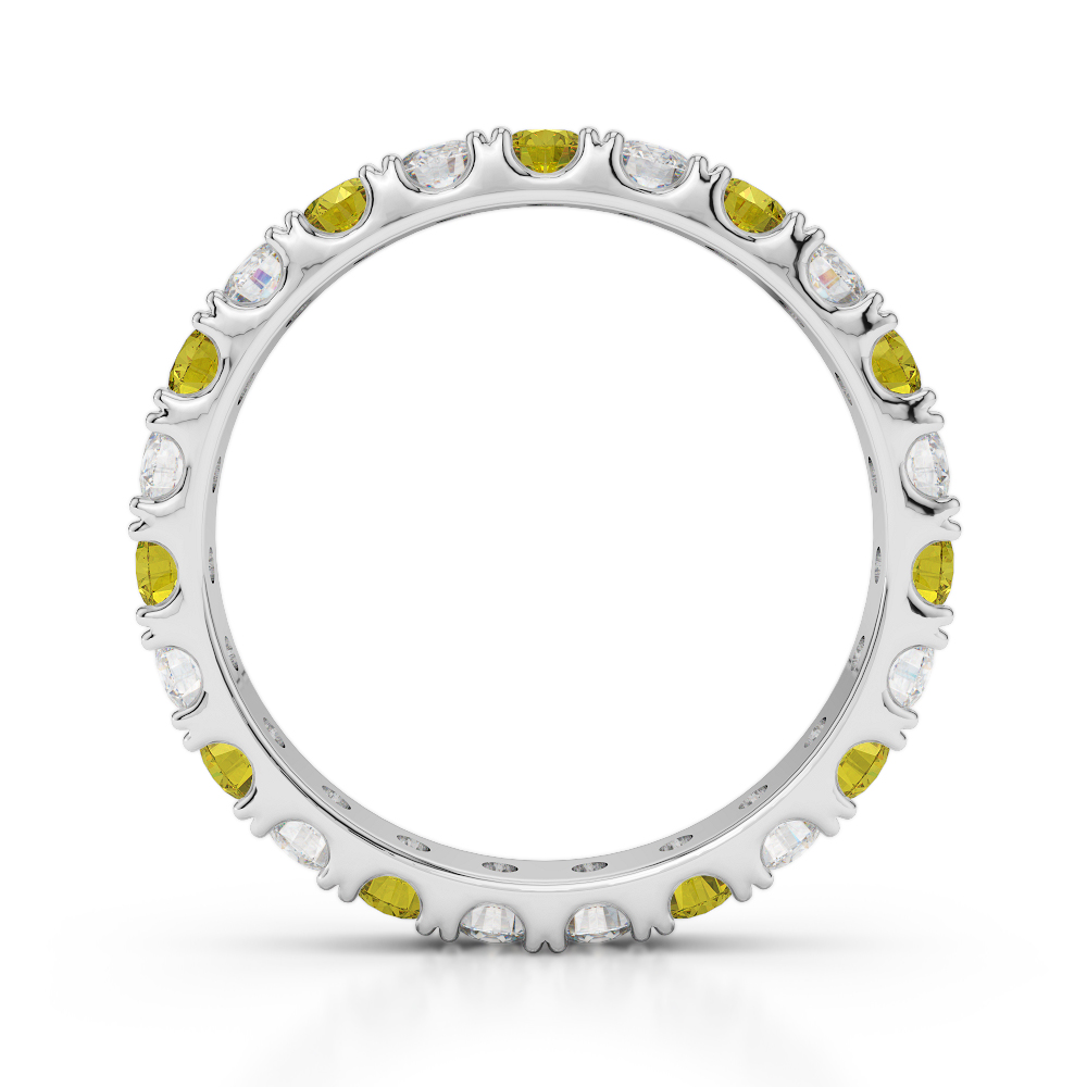 2.5 MM Gold / Platinum Round Cut Yellow Sapphire and Diamond Full Eternity Ring AGDR-1121