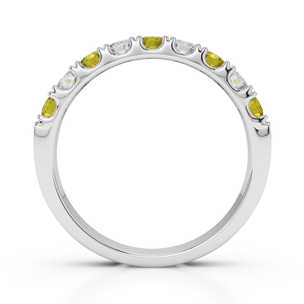 2.5 MM Gold / Platinum Round Cut Yellow Sapphire and Diamond Half Eternity Ring AGDR-1124