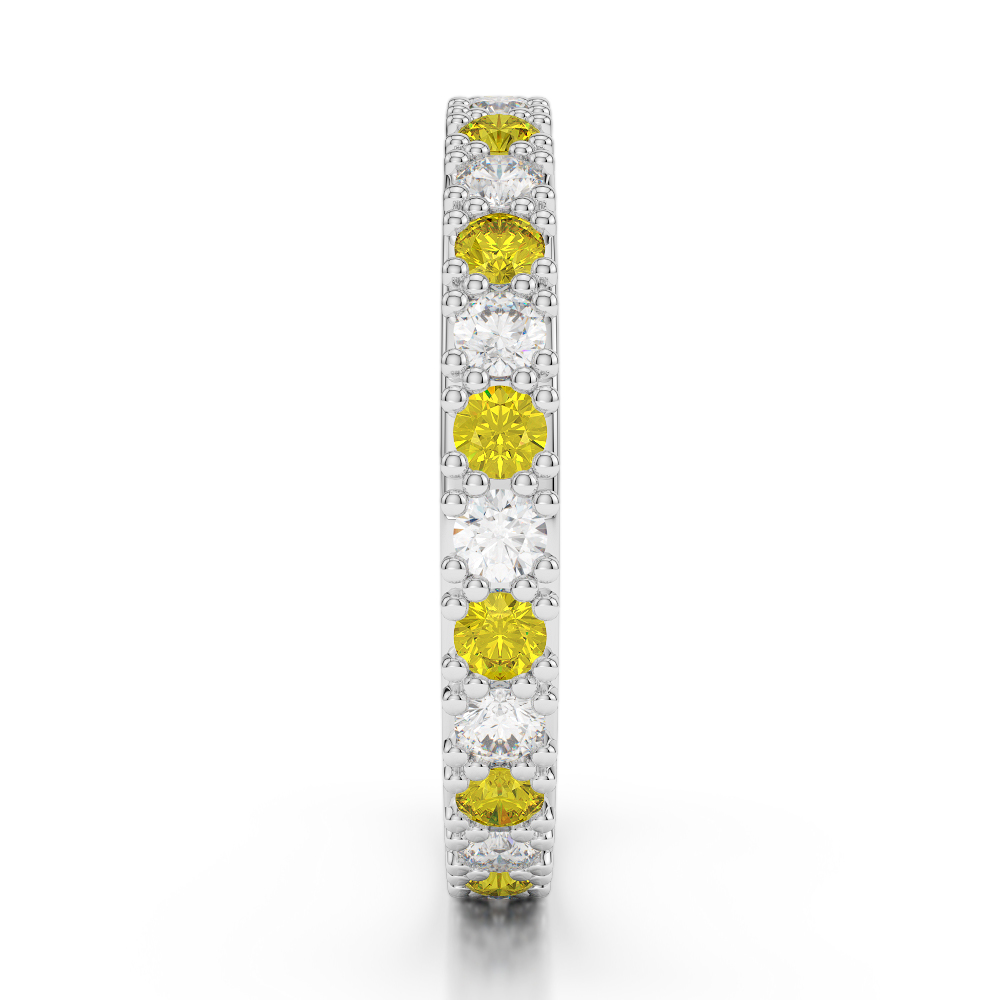 2.5 MM Gold / Platinum Round Cut Yellow Sapphire and Diamond Full Eternity Ring AGDR-1127