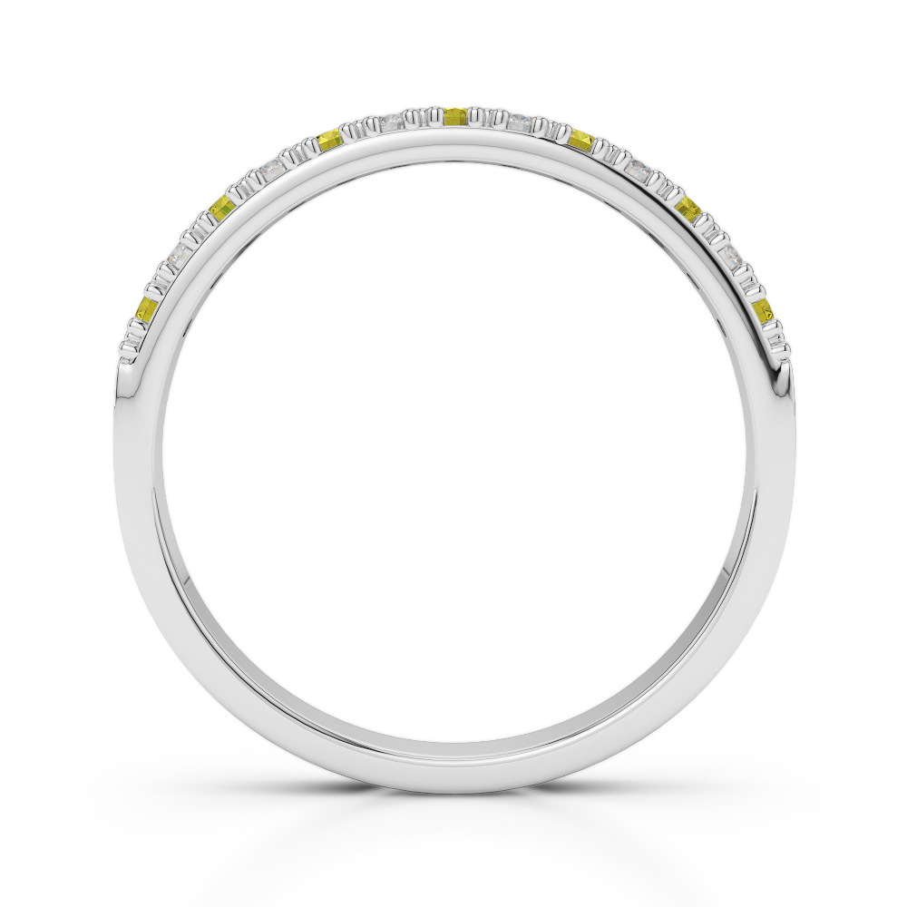 2.5 MM Gold / Platinum Round Cut Yellow Sapphire and Diamond Half Eternity Ring AGDR-1129