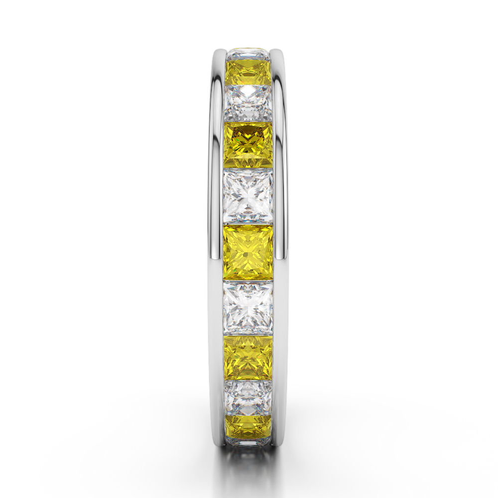 4 MM Gold / Platinum Princess Cut Yellow Sapphire and Diamond Full Eternity Ring AGDR-1134