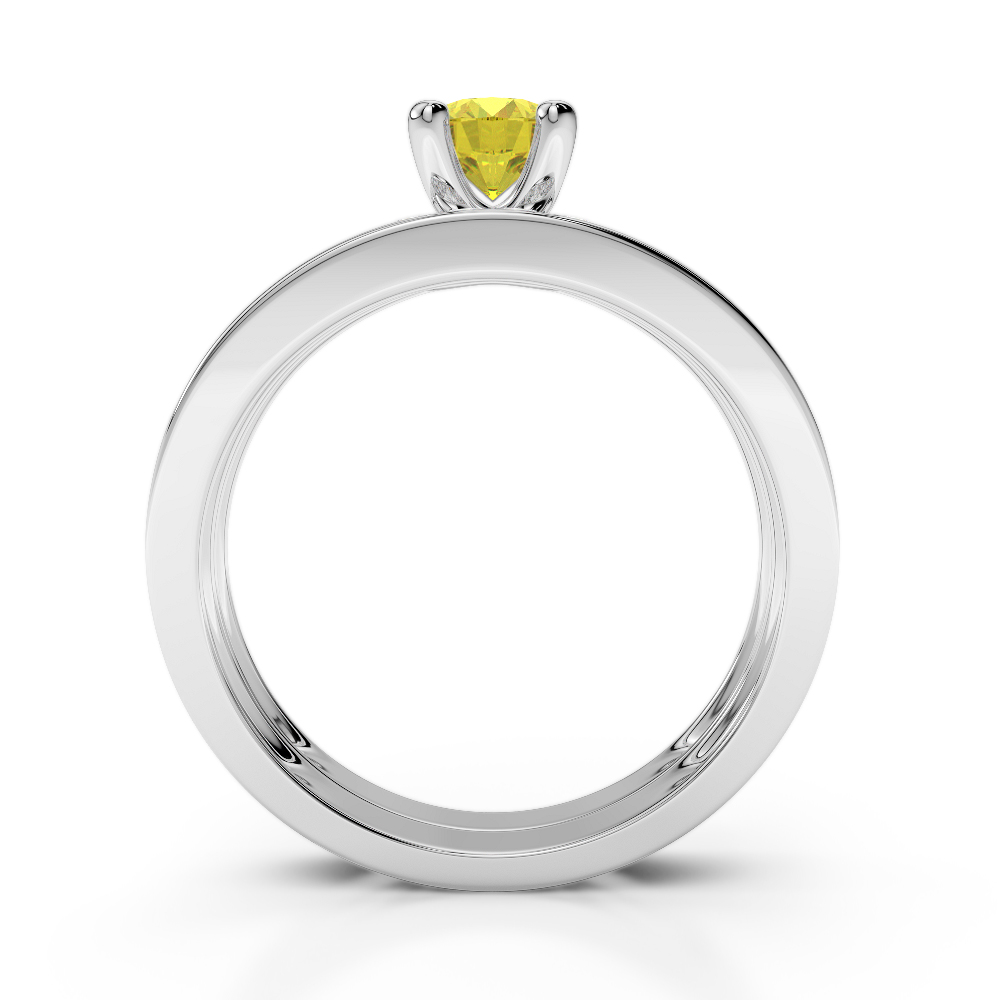 Gold / Platinum Round cut Yellow Sapphire and Diamond Bridal Set Ring AGDR-1157