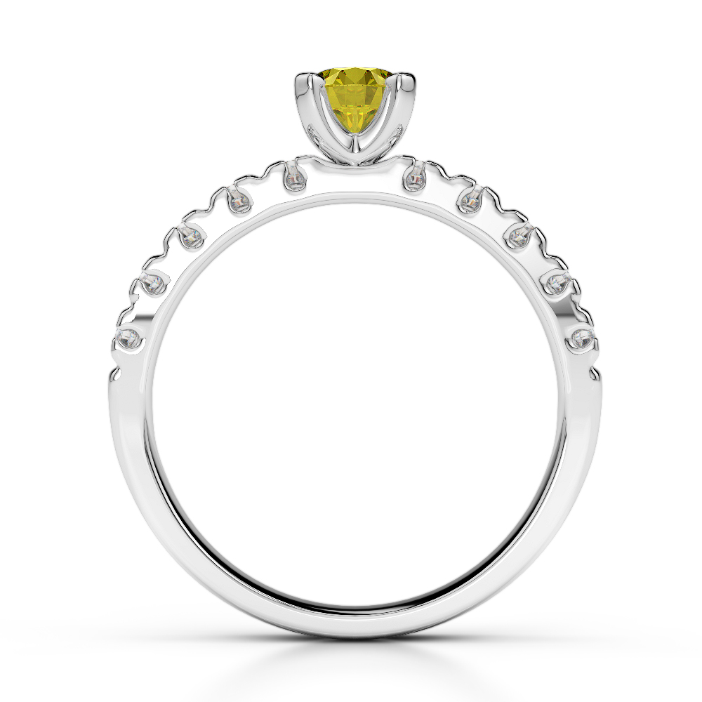 Gold / Platinum Round Cut Yellow Sapphire and Diamond Engagement Ring AGDR-1171