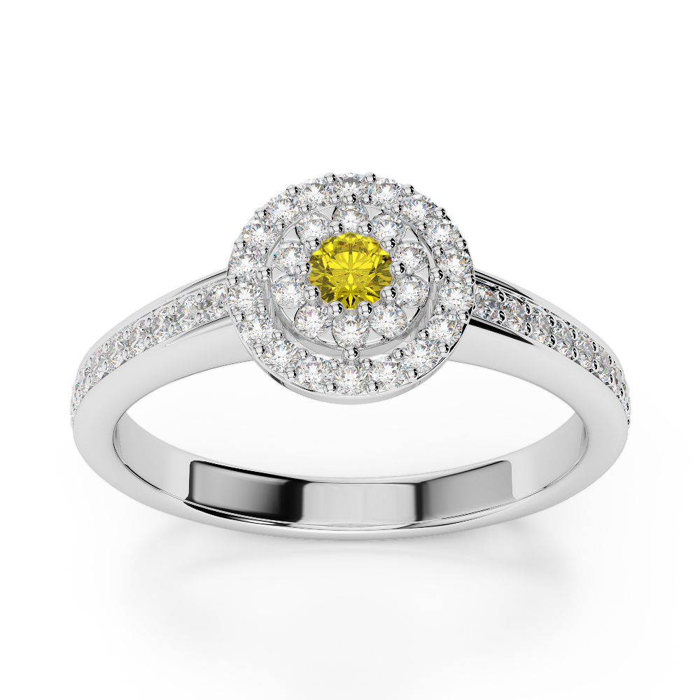 Gold / Platinum Round Cut Yellow Sapphire and Diamond Engagement Ring AGDR-1188
